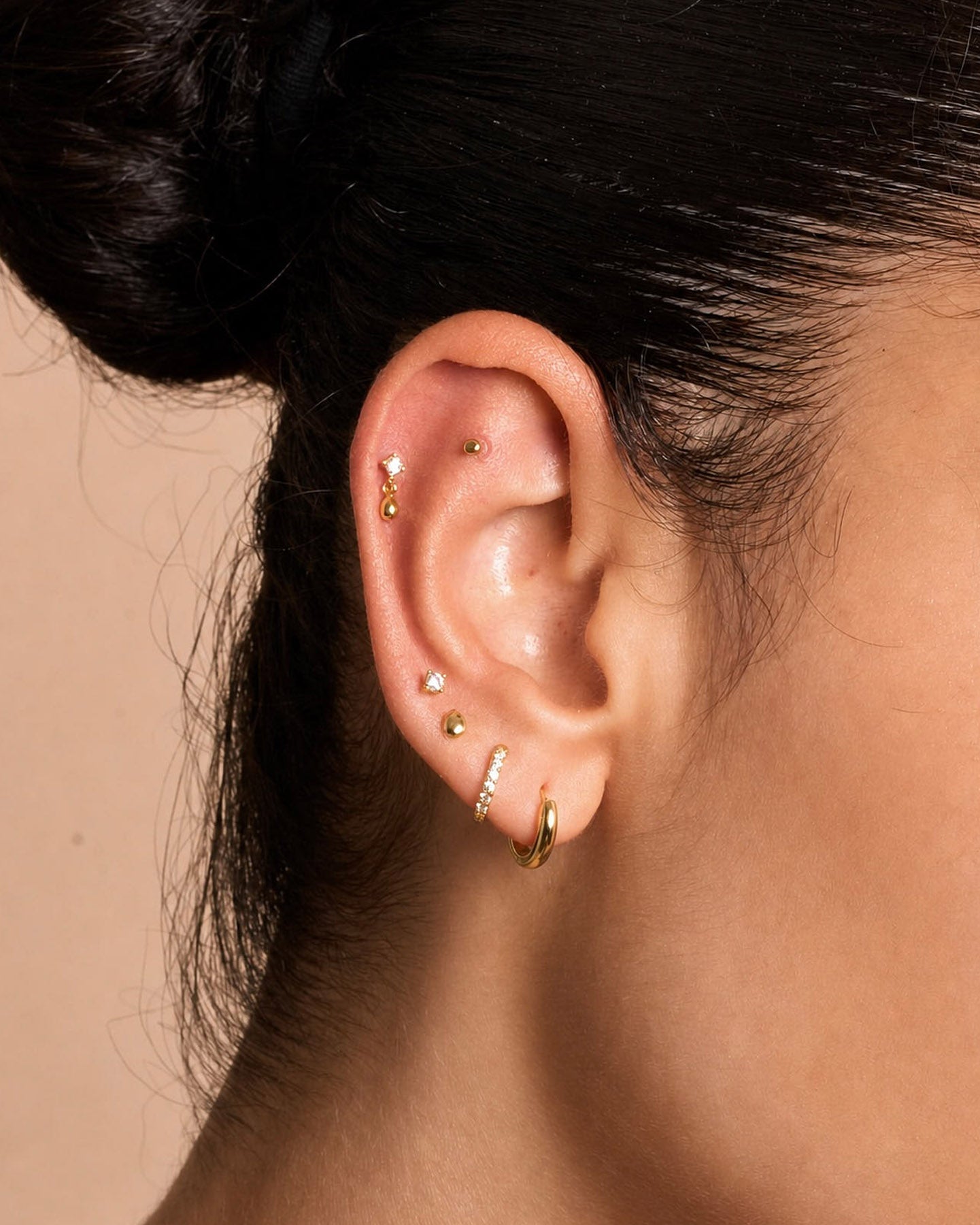 Crystal Teardrop Drop Flat Back Stud In Gold