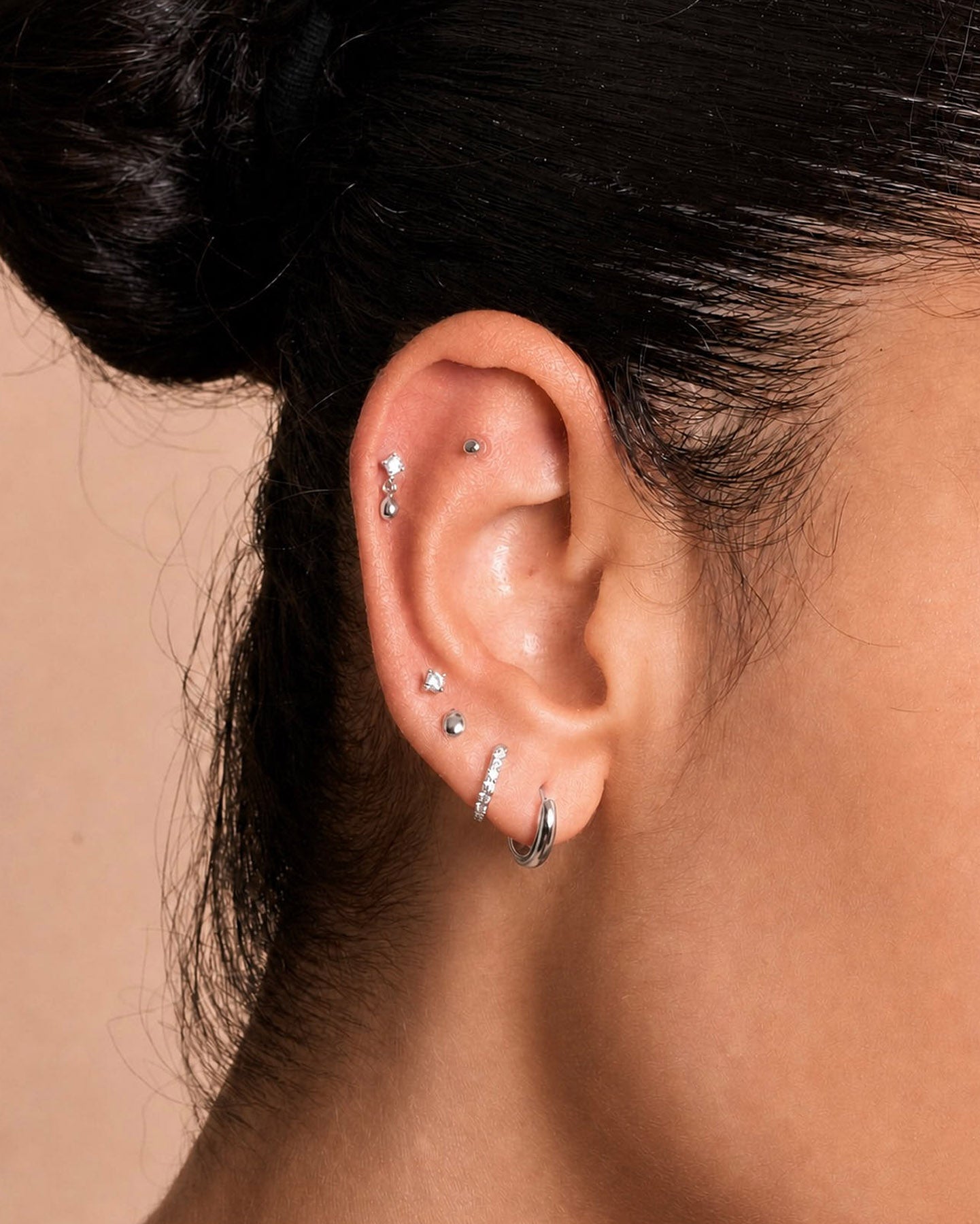 Teardrop Flat Back Stud In Silver