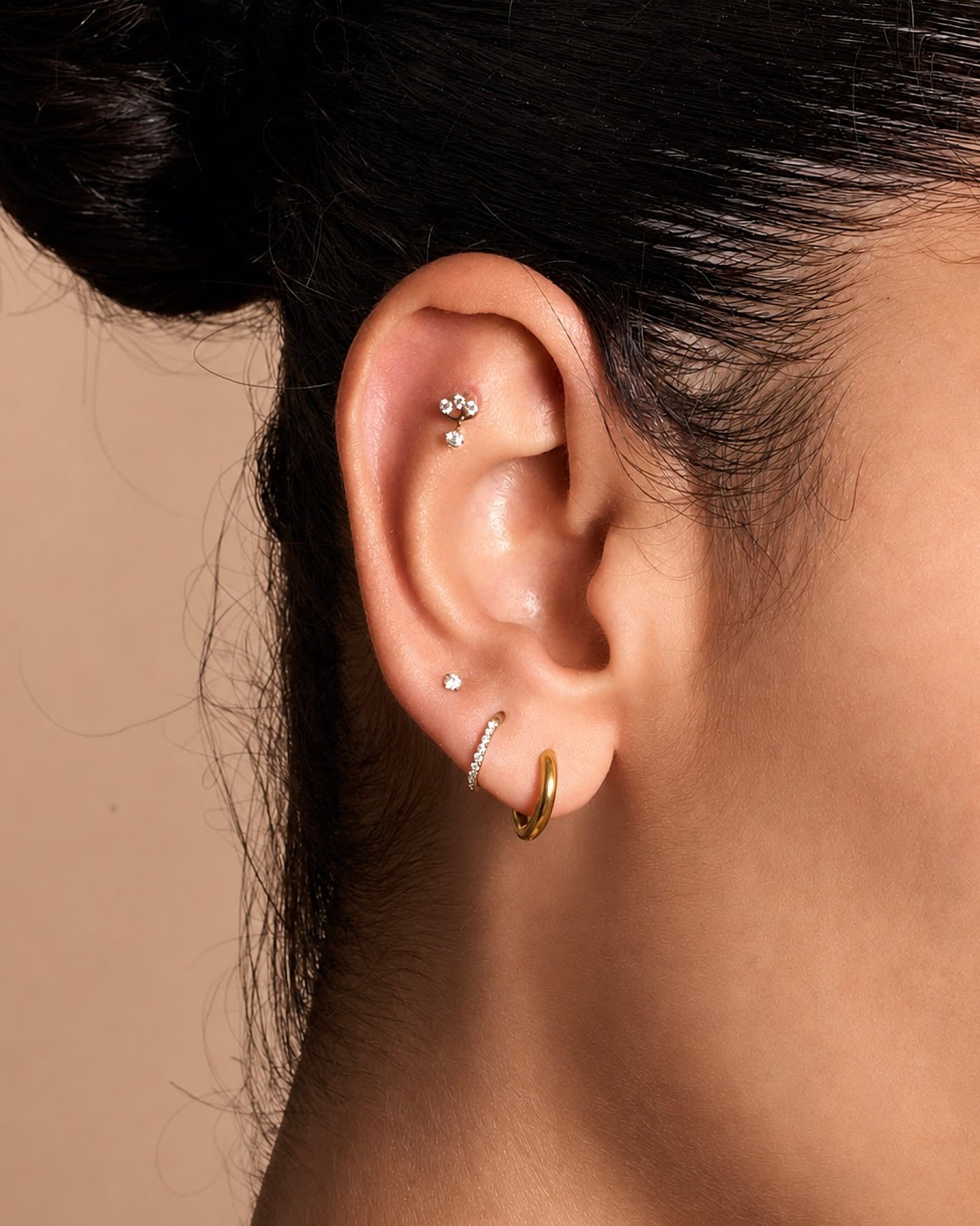 Titanium Essential Huggie Hoops In Gold