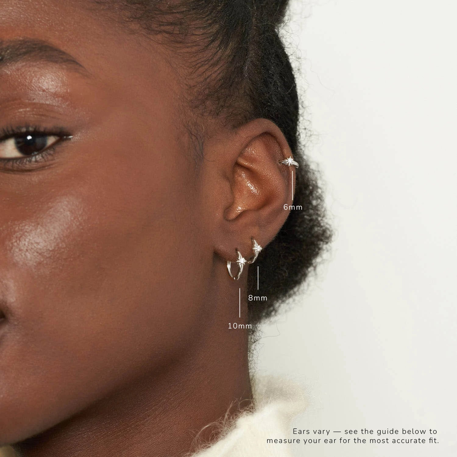 Starburst Huggie Hoops In Silver