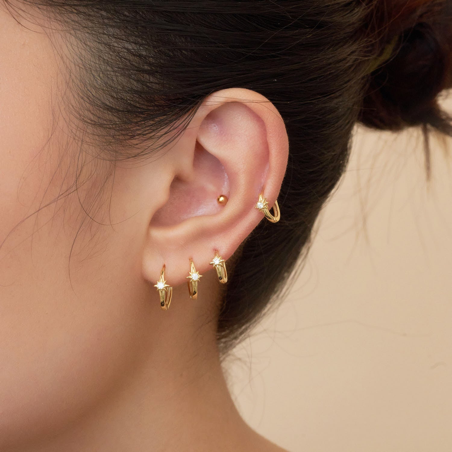 Starburst Huggie Hoops In Gold