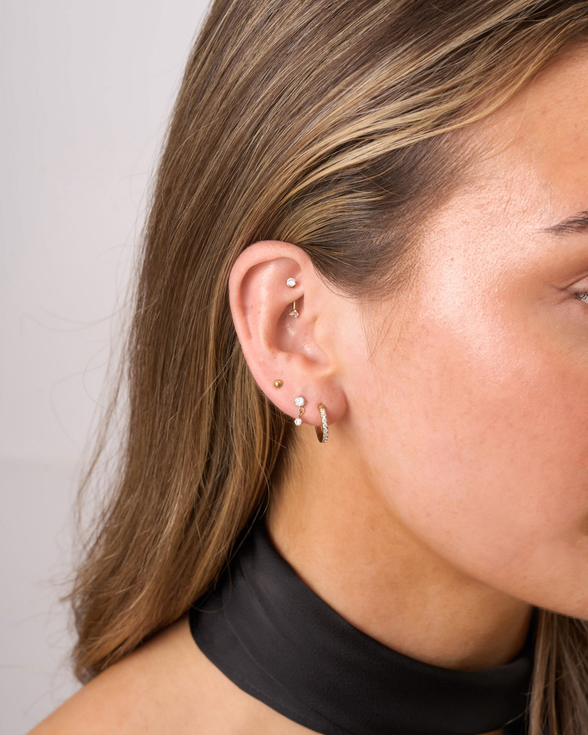 Titanium Crystal Drop Earring Set In Gold