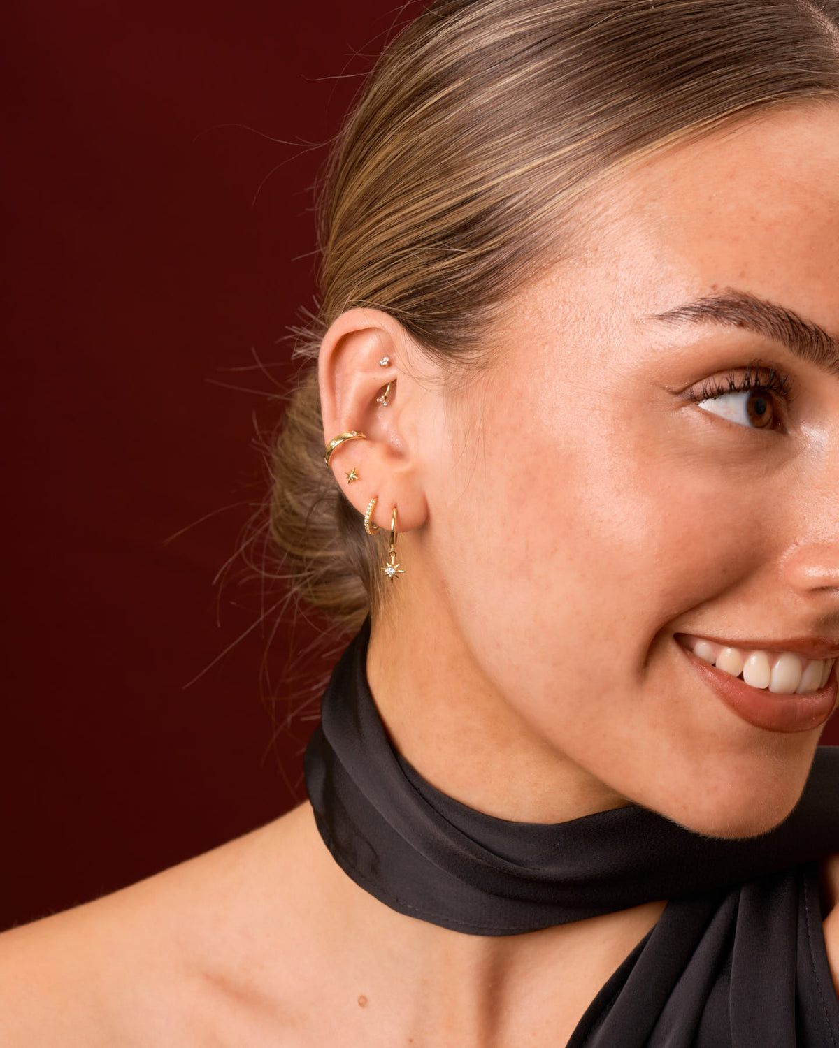 Celestial North Star Drop Earring Set In Gold