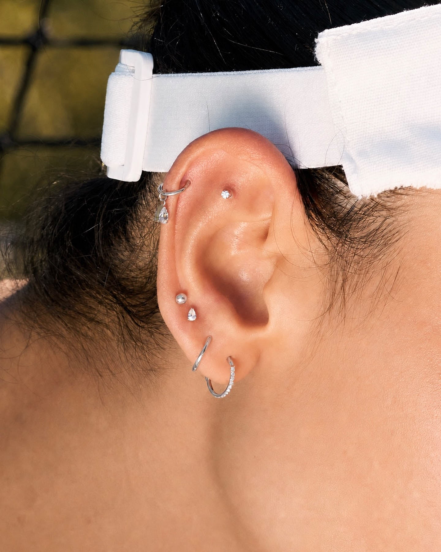 Titanium Teardrop Flat Back Stud In Silver