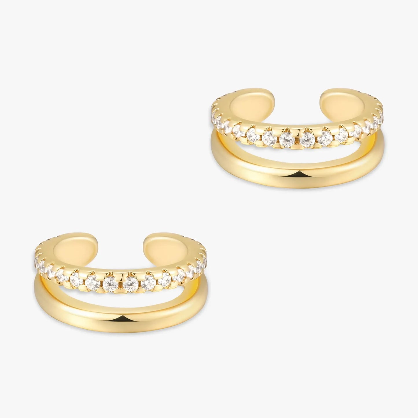 Crystal Double Band Ear Cuff in Gold