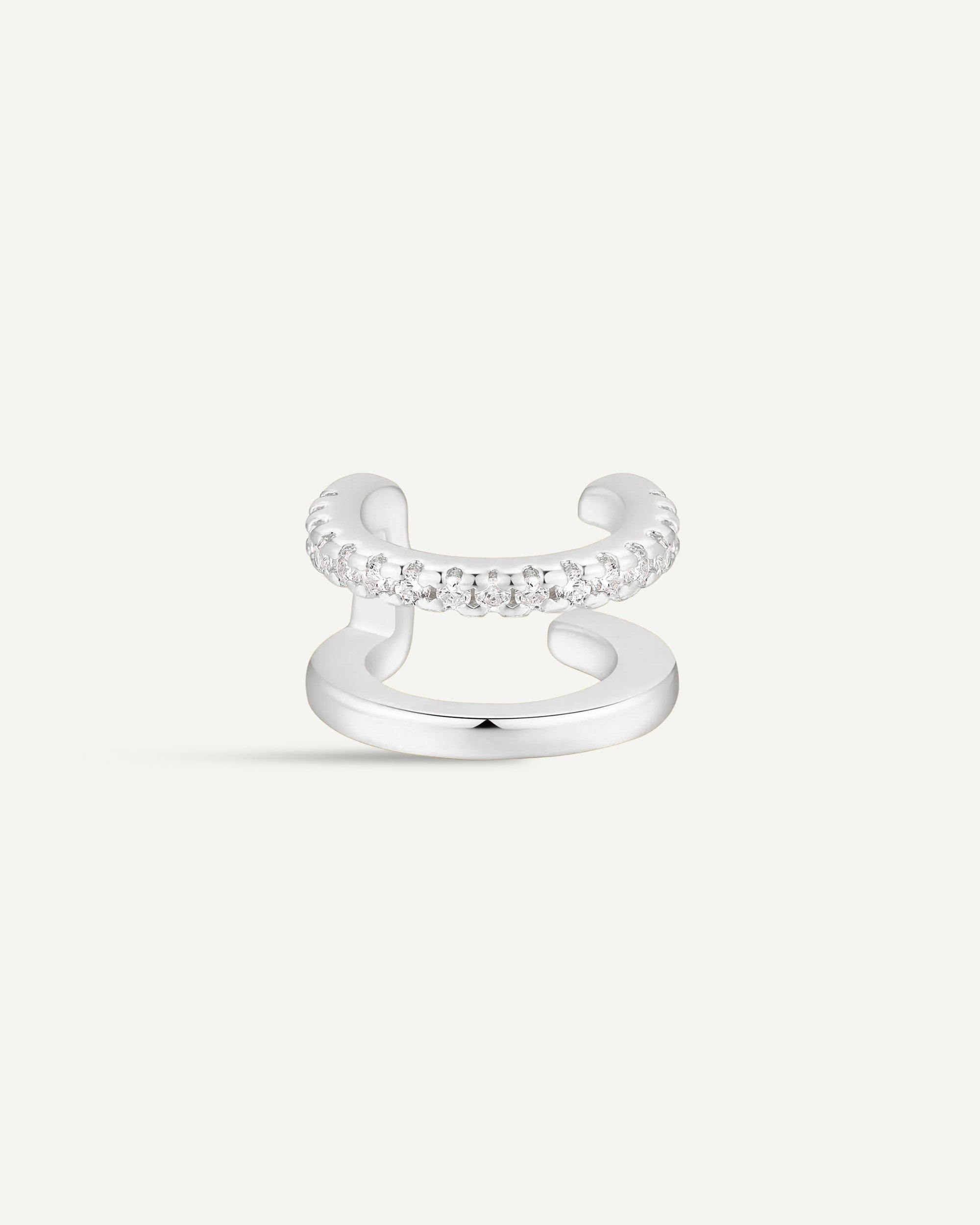 Open Double Band Ear Cuff in Silver