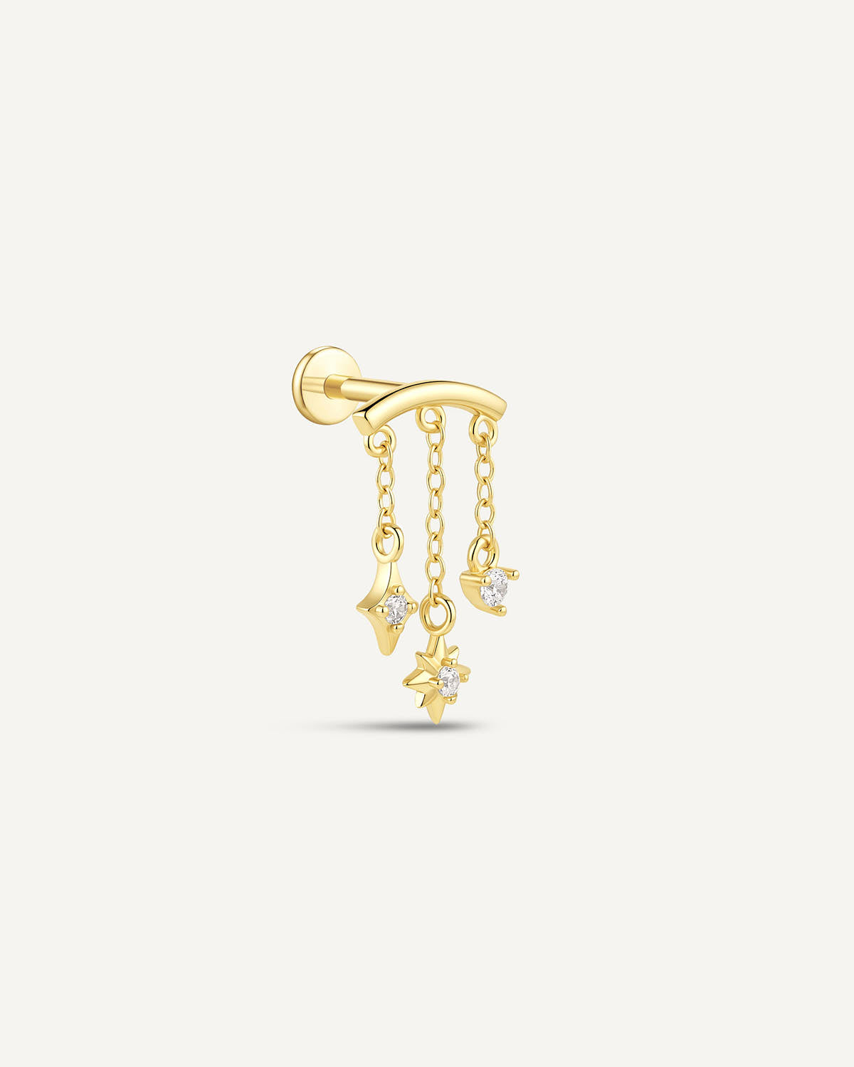 Celestial Chain Hidden Helix Flat Back Stud In Gold