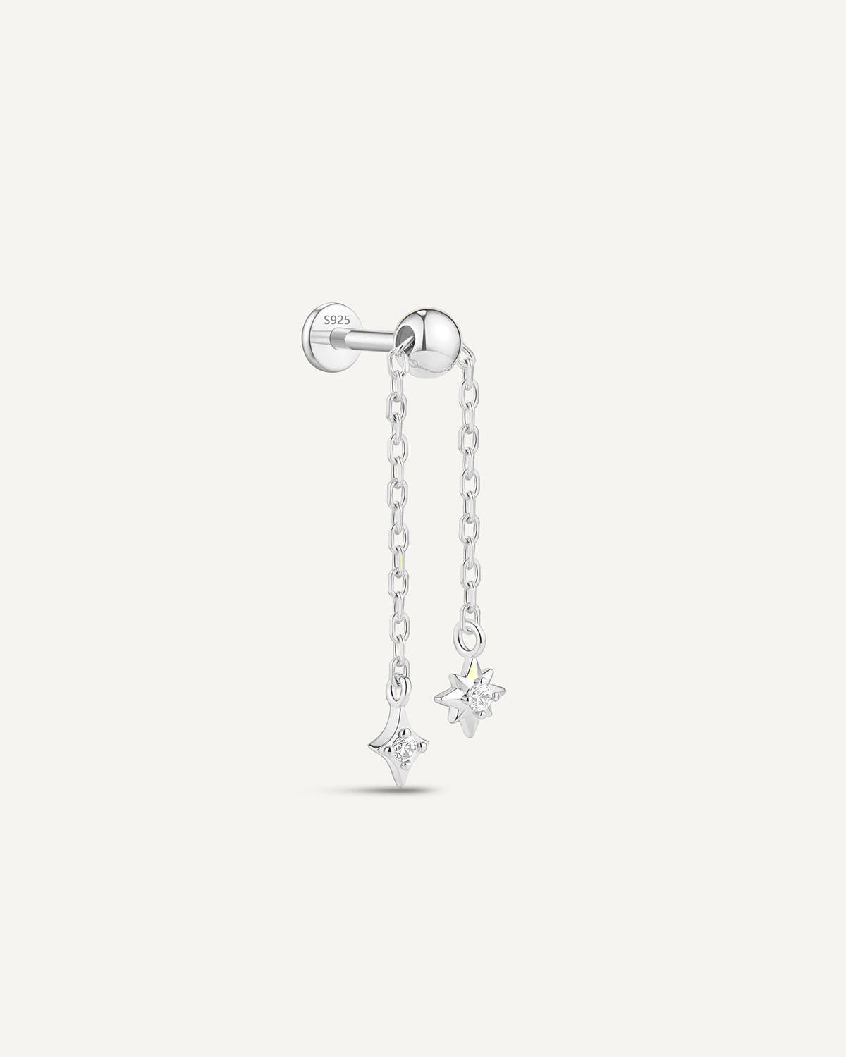Adjustable Celestial Chain Flat Back Stud In Silver