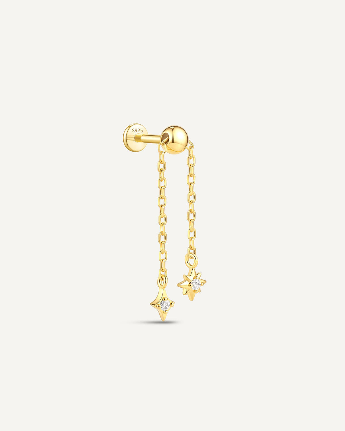 Adjustable Celestial Chain Flat Back Stud In Gold