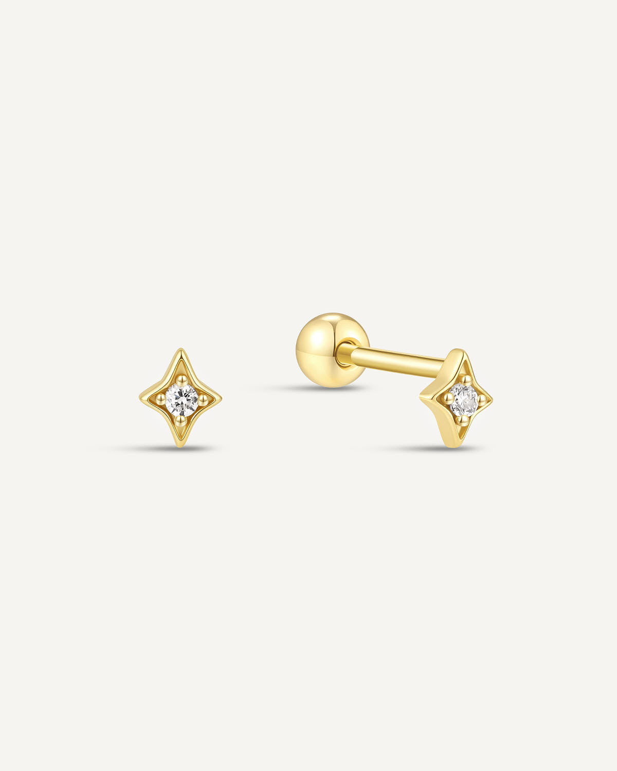 Small Star Crystal Barbell Studs in Gold