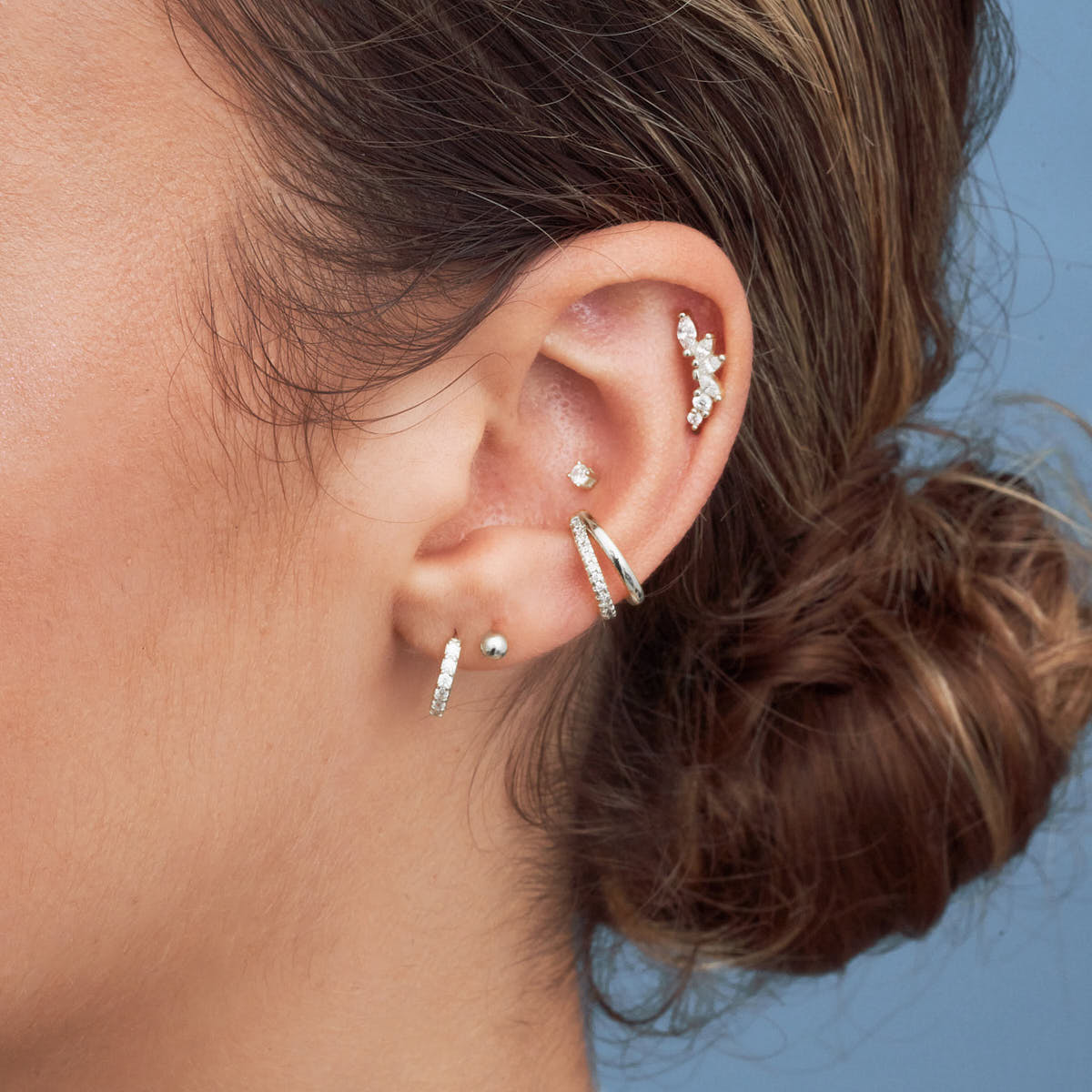 Climber Marquise Barbell Studs In Silver