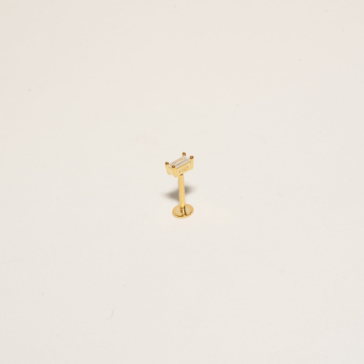 Crystal Baguette Cartilage Studs in Gold