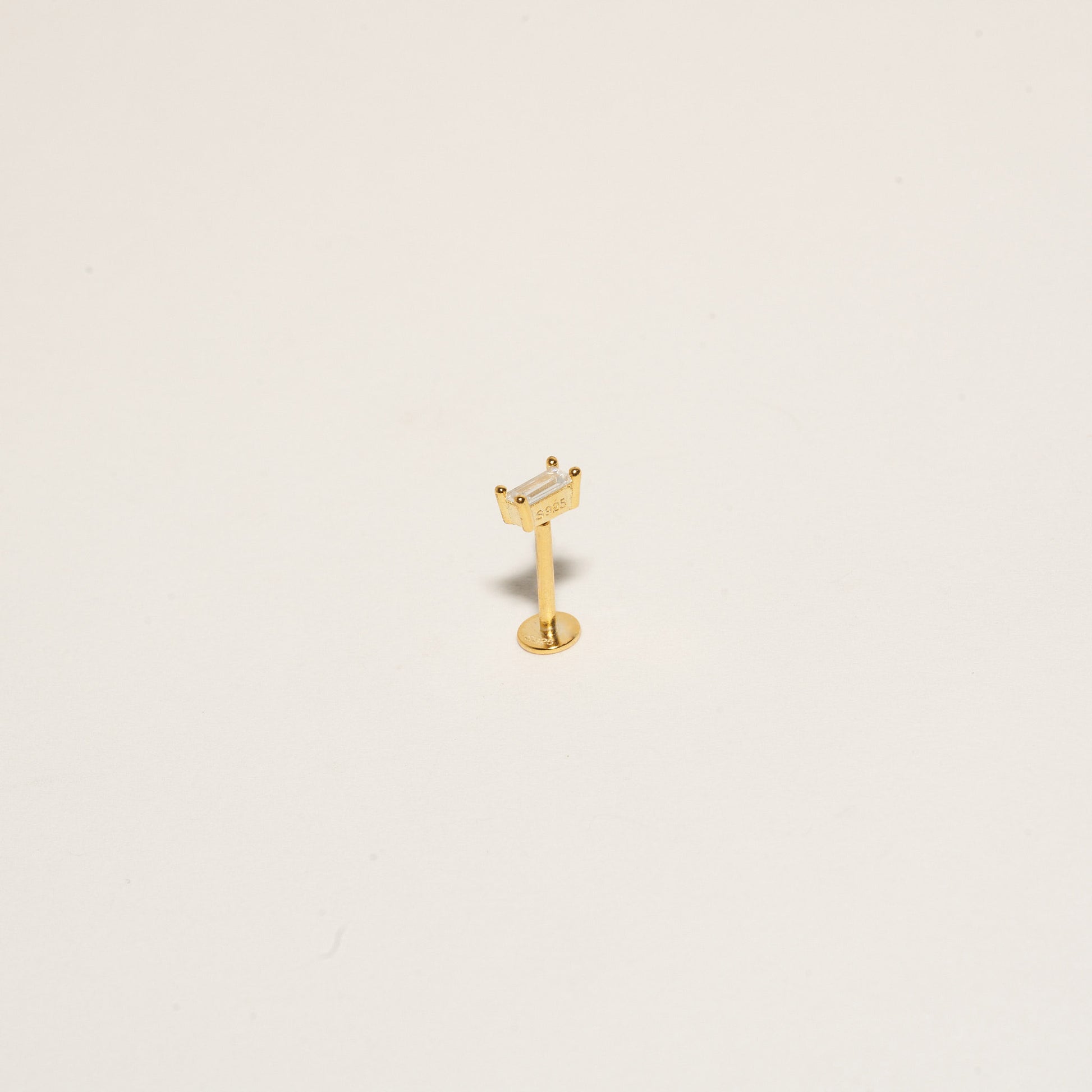 Crystal Baguette Cartilage Studs in Gold