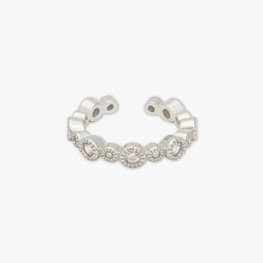 Crystal Bezel Ear Cuff In Silver