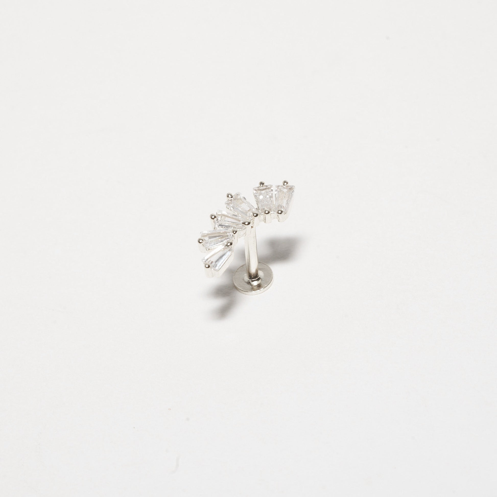 Crystal Cascade Labret Studs in Silver