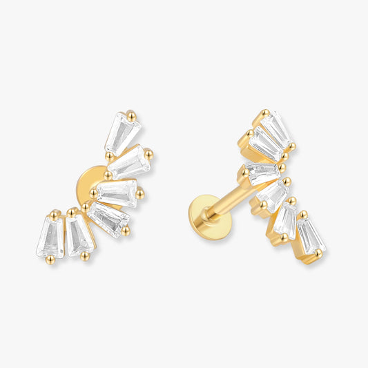 Crystal Cascade Labret Studs in Gold