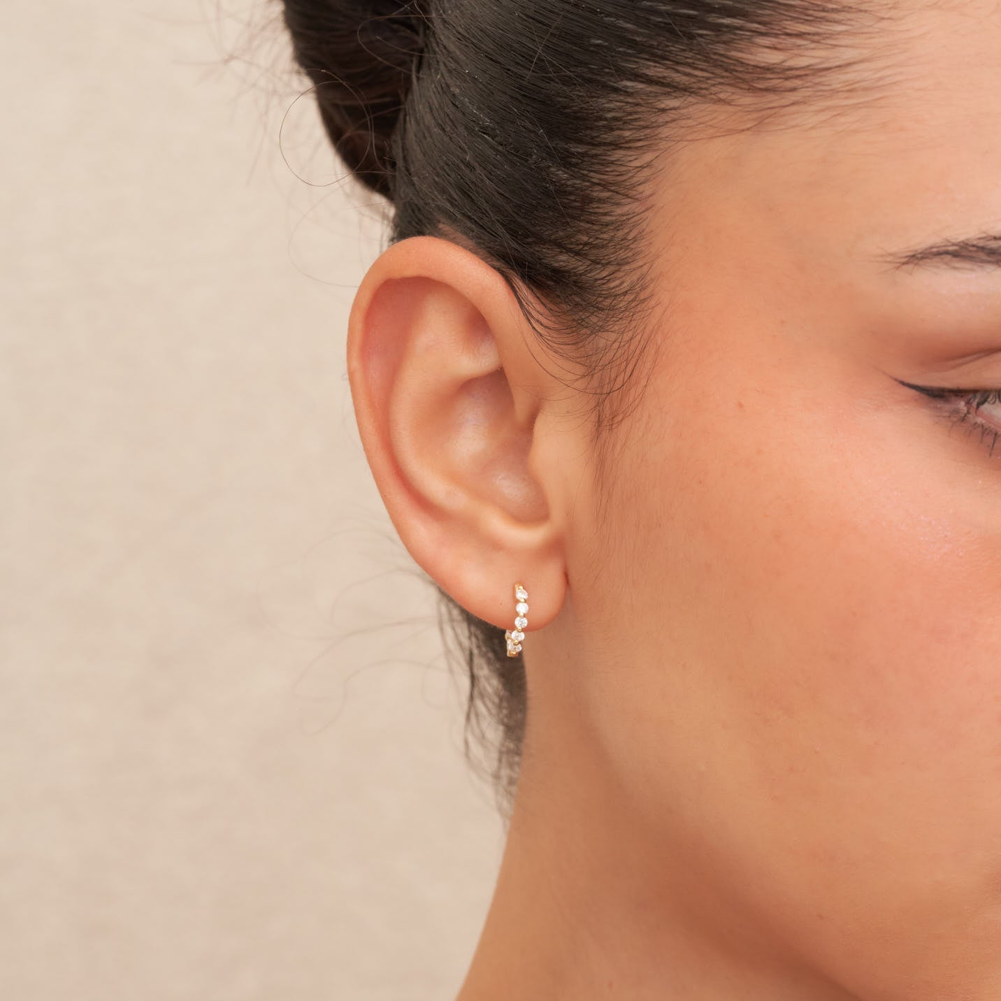 Crystal Paved Hoop Earrings In Gold