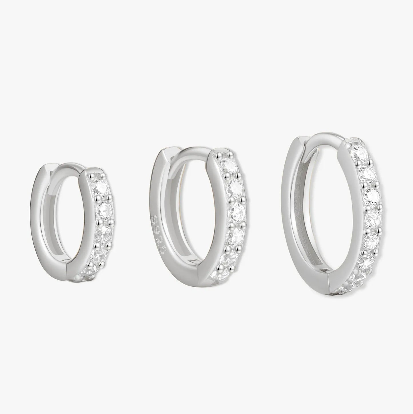 Crystal Paved Huggies Set in Silver