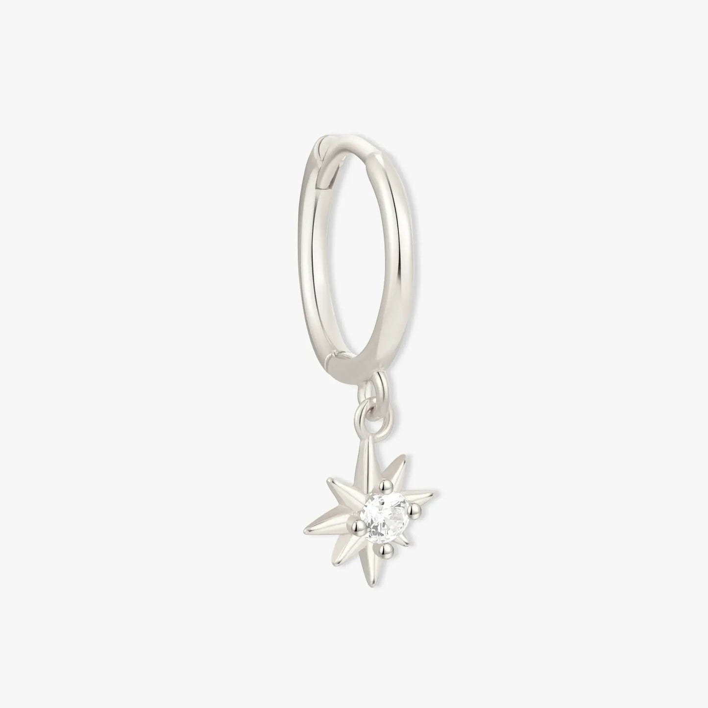 Starburst Dangle Hoops in Silver