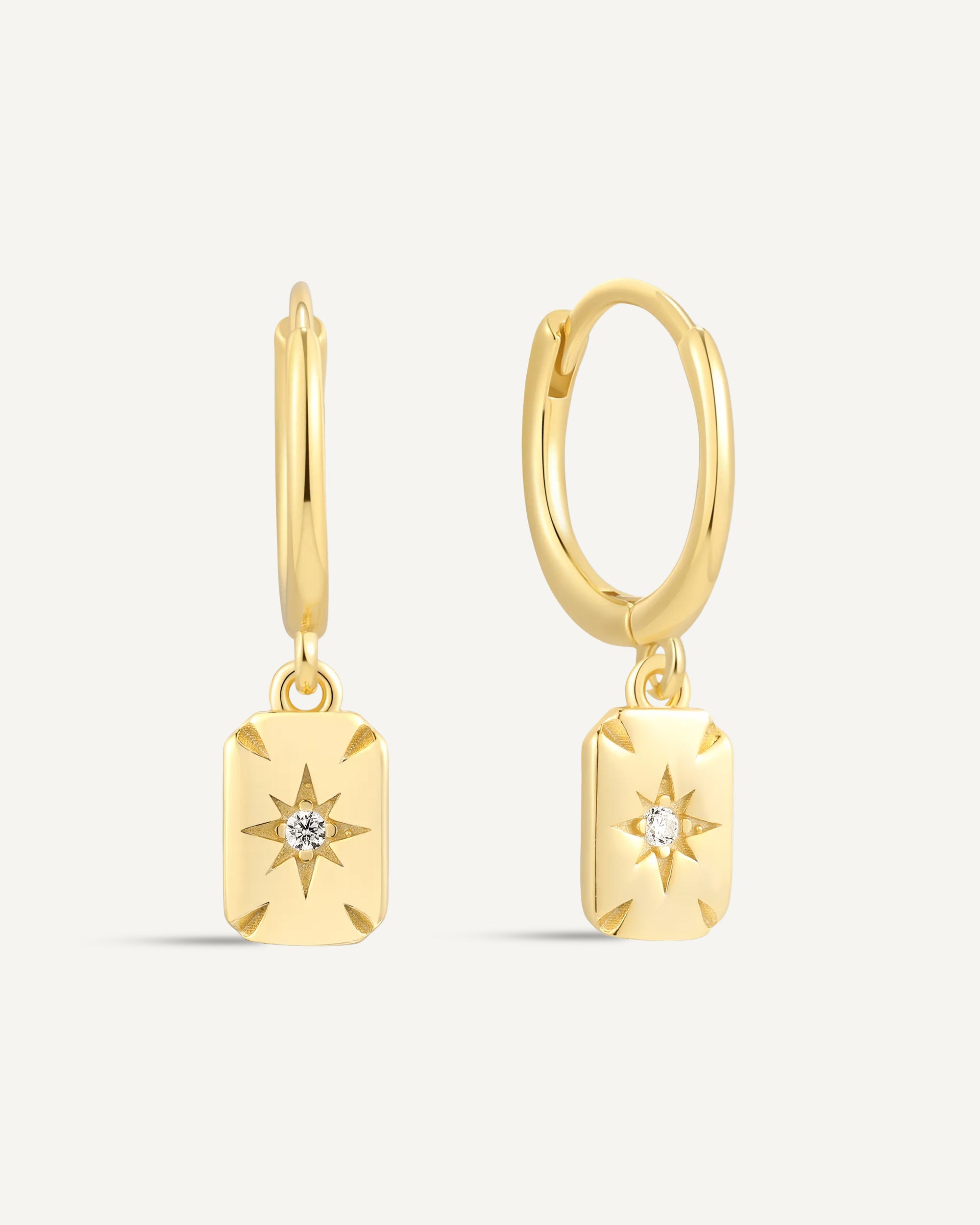 Star Charm Dangle Earrings in Gold