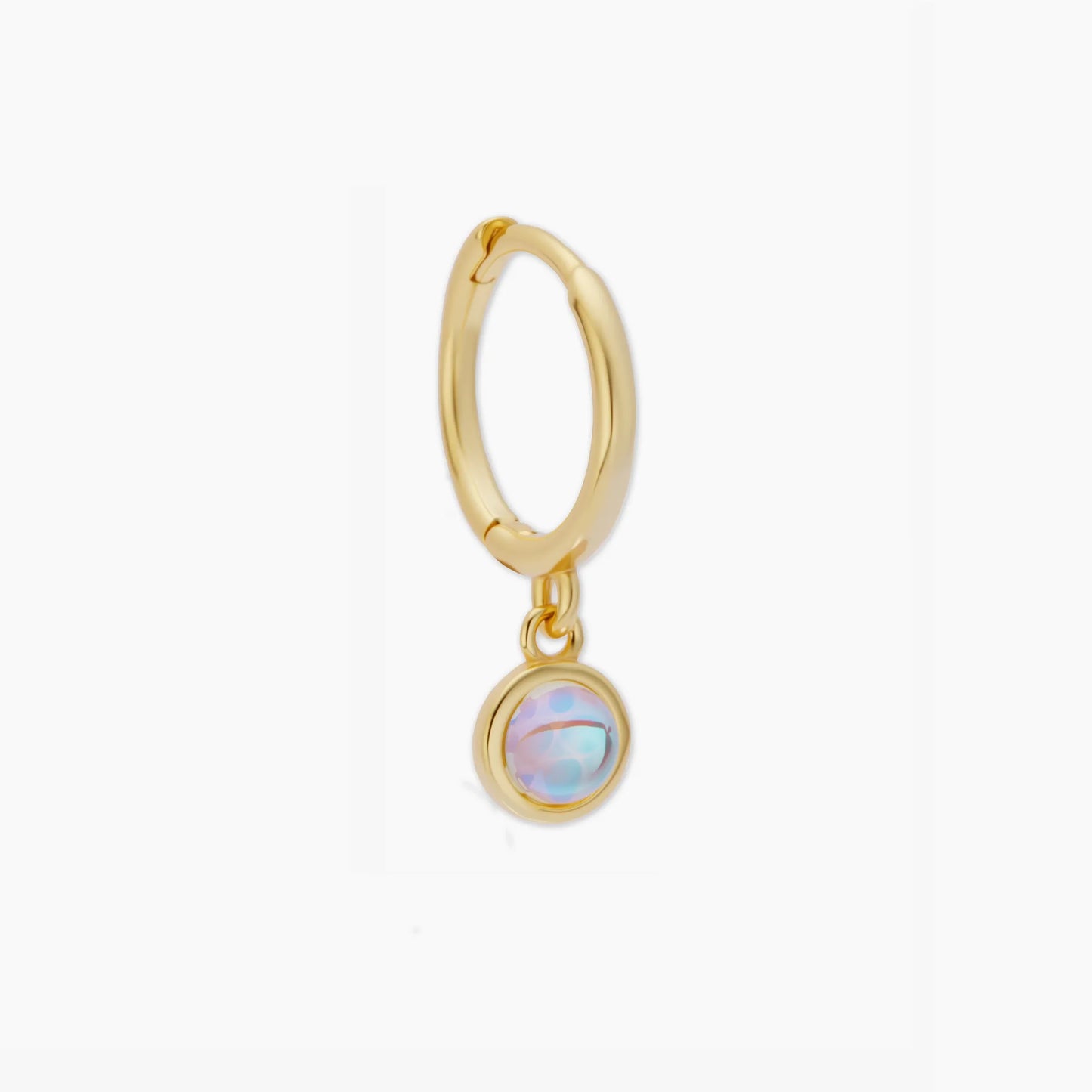Moonstone Dangle Hoops in Gold