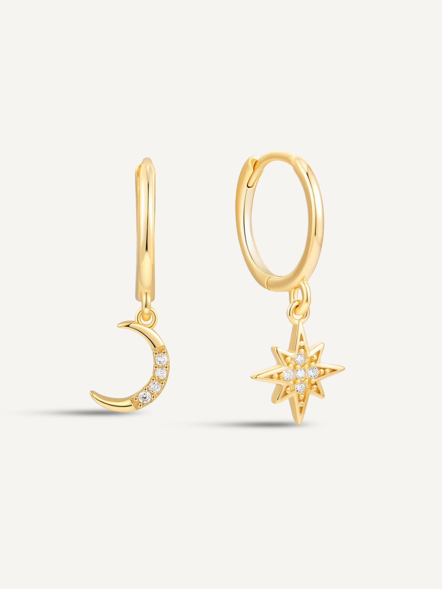 Celestial Duo Dangle Earrings In Gold