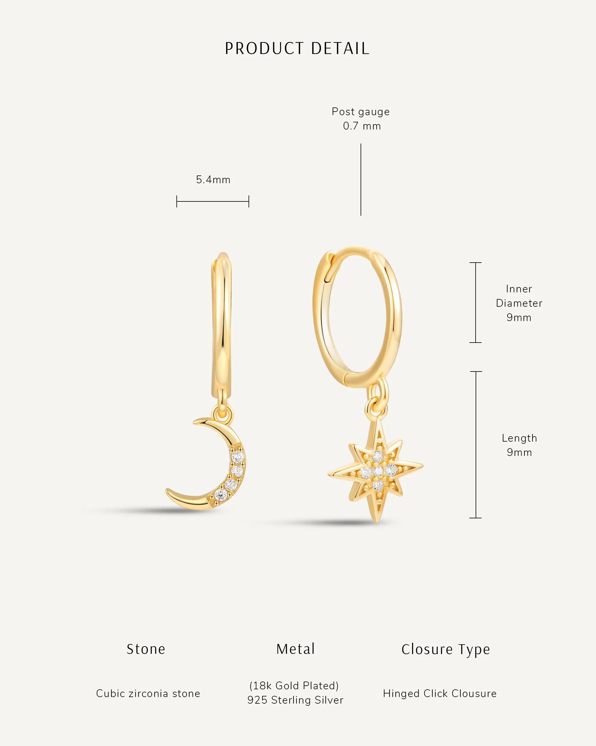 Celestial Duo Dangle Earrings In Gold