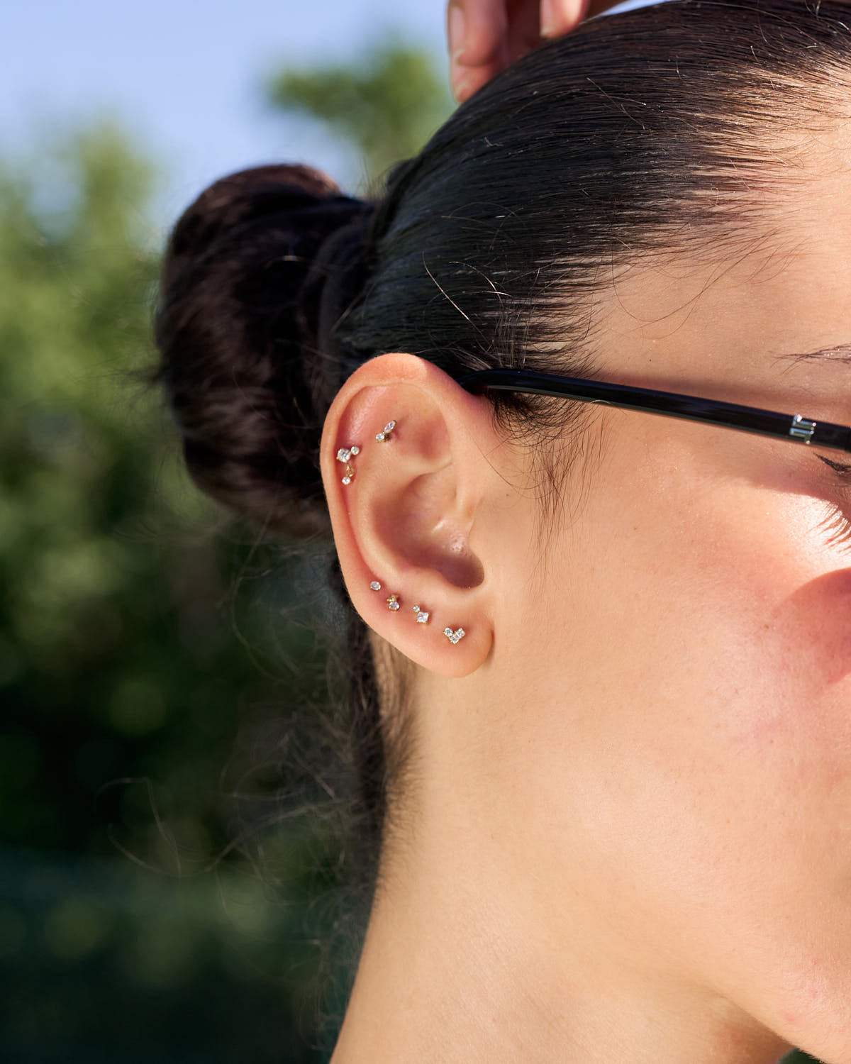 Titanium Crystal Drop Flat Back Stud In Gold