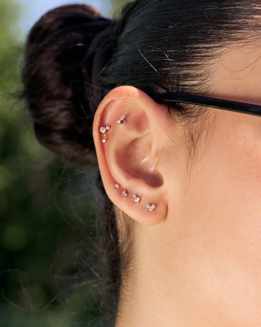 Titanium Princess Duo Flat Back Stud In Gold