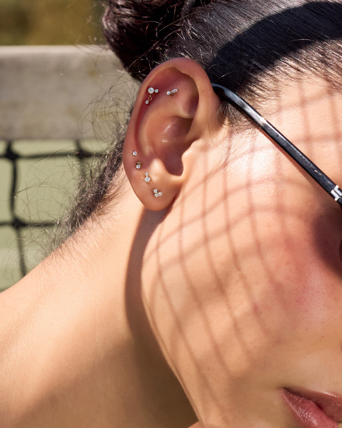 Titanium Princess Duo Flat Back Stud In Gold