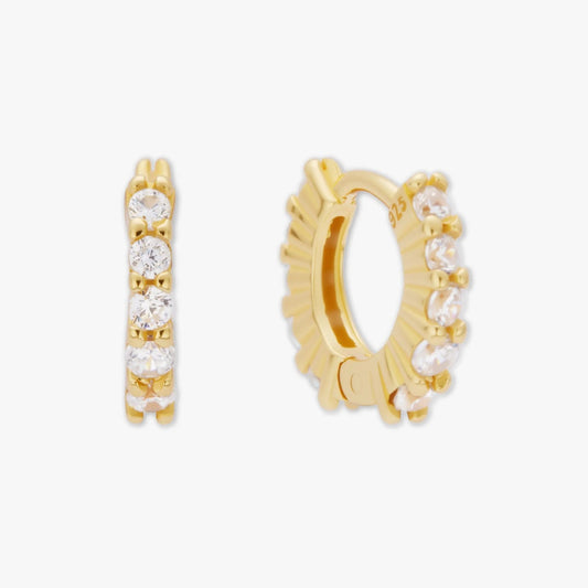 Dainty Crystal Helix Hoops in Gold