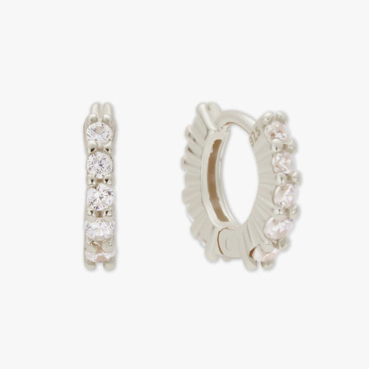 Dainty Crystal Helix Hoops in Silver