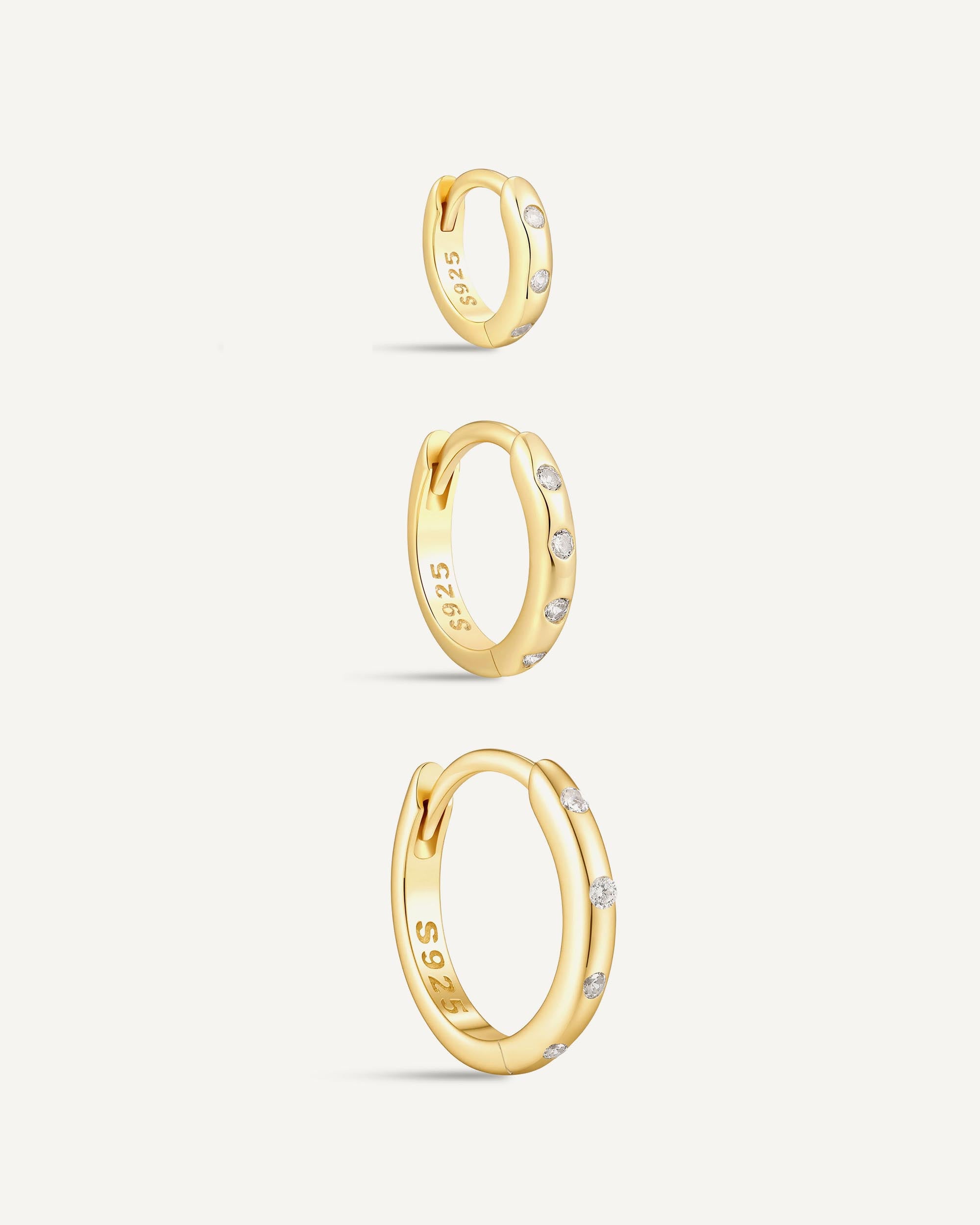 Essential Crystal Dainty Huggies In Gold