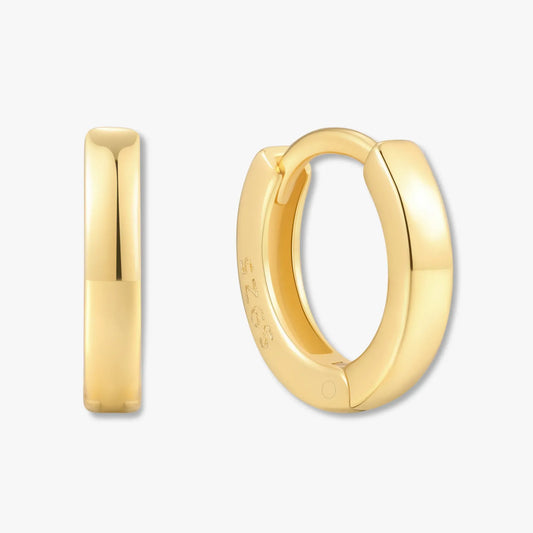 Square Edge Huggie Hoops In Gold