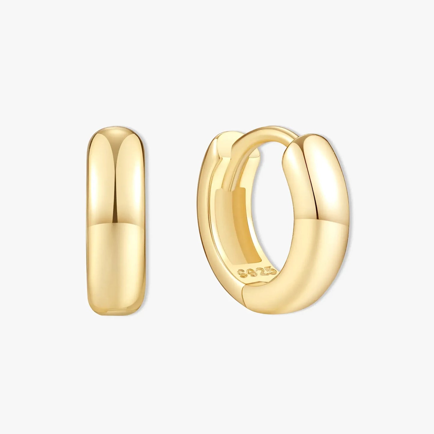 Chunky Bold Huggie Hoops In Gold