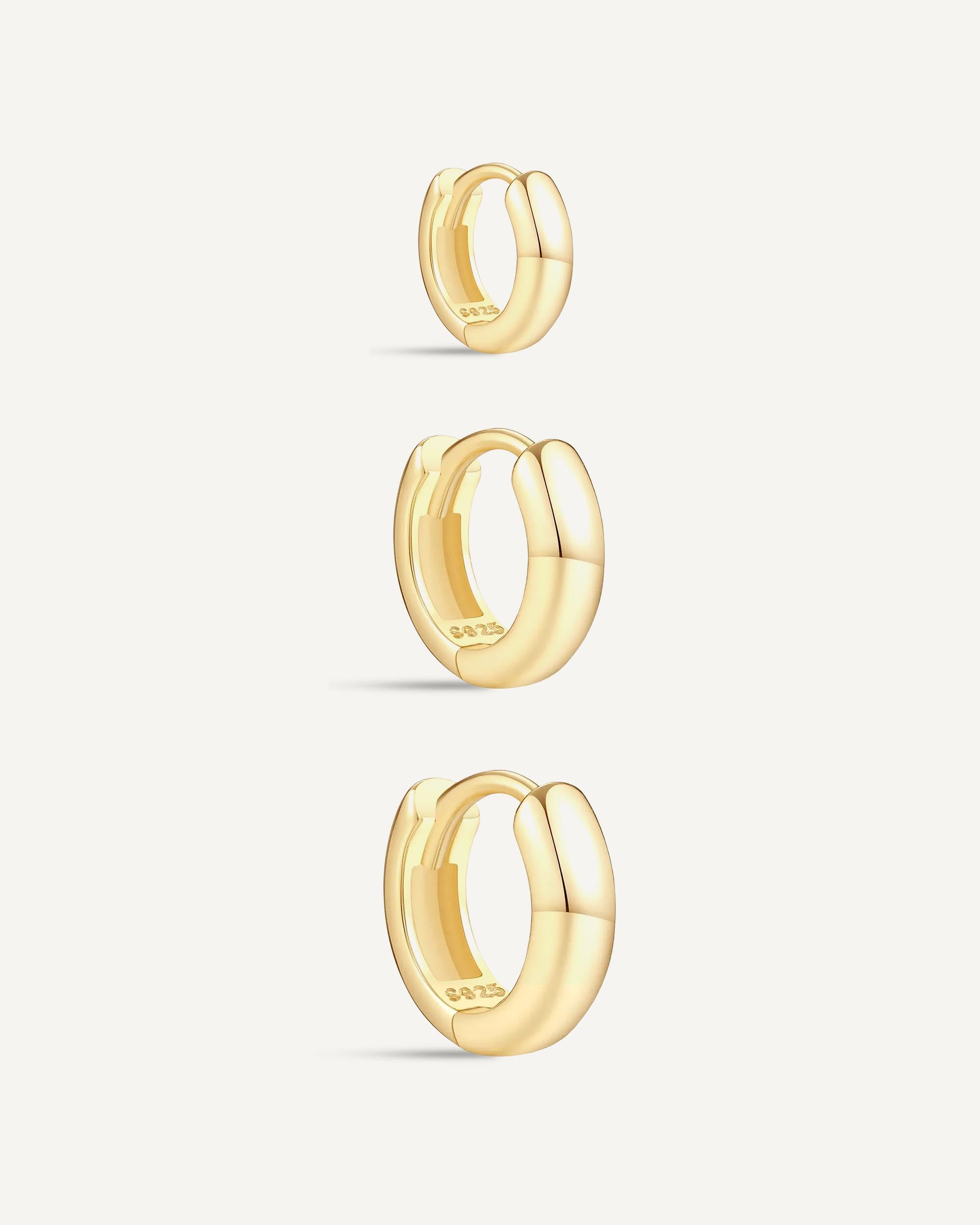 Chunky Bold Huggie Hoops In Gold
