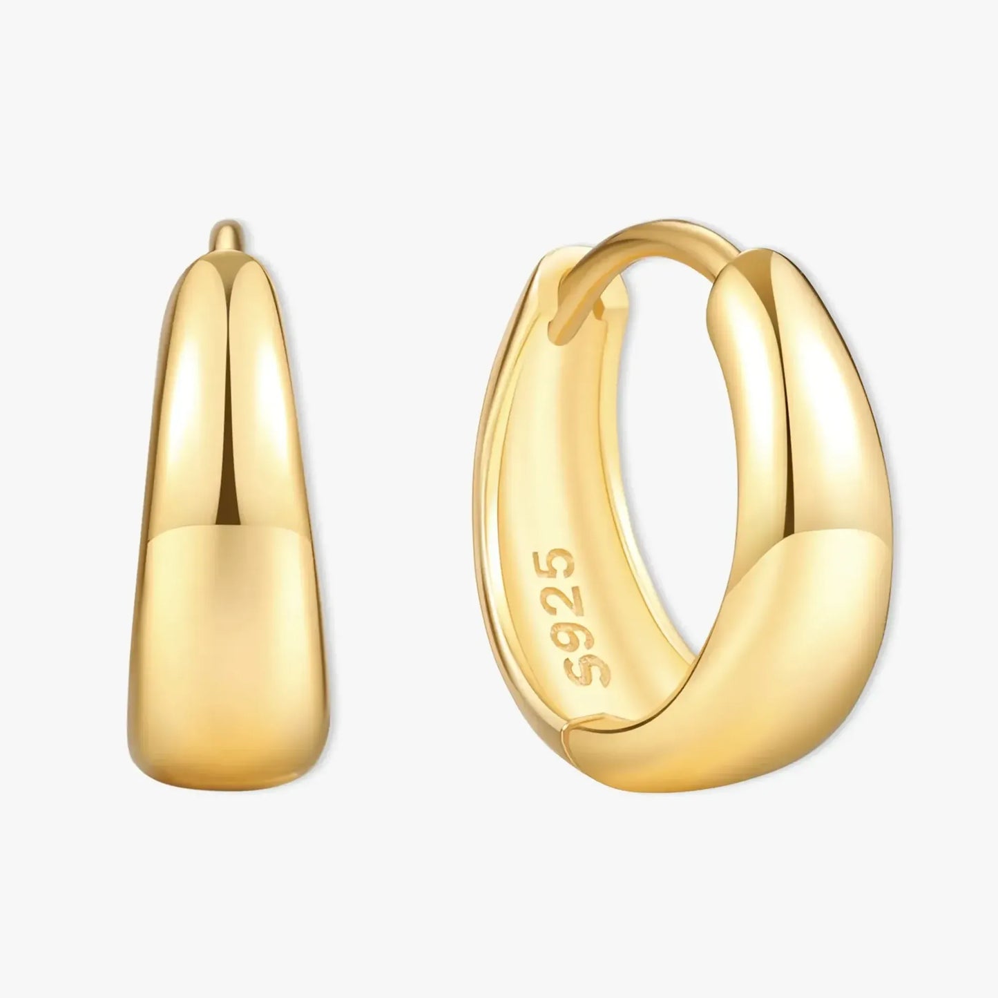 Tapered Huggie Hoops In Gold