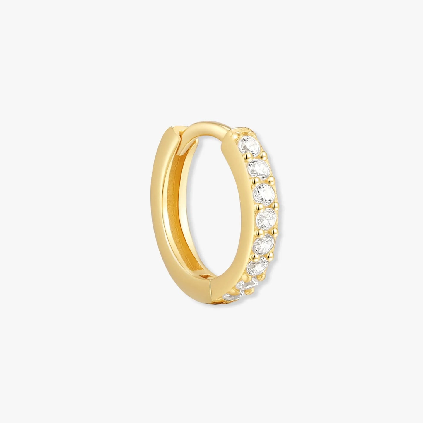 Crystal Paved Huggie Hoops In Gold