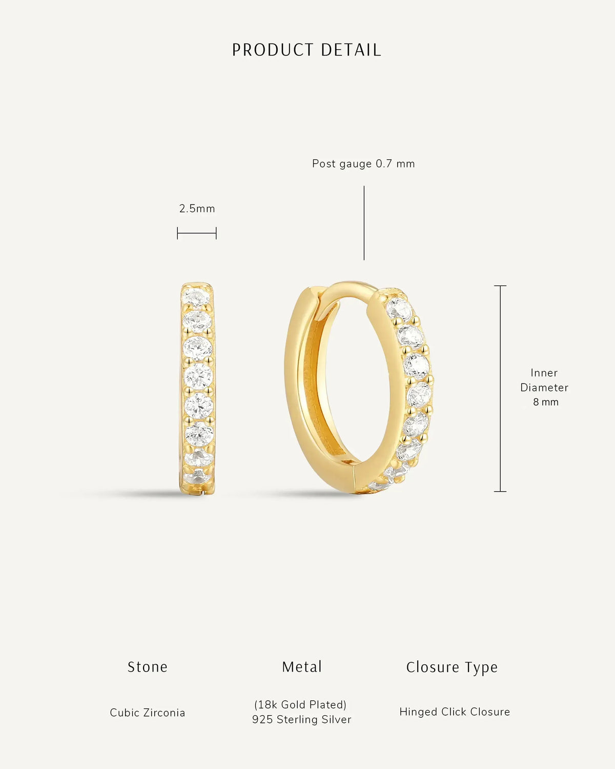 Crystal Paved Huggie Hoops In Gold