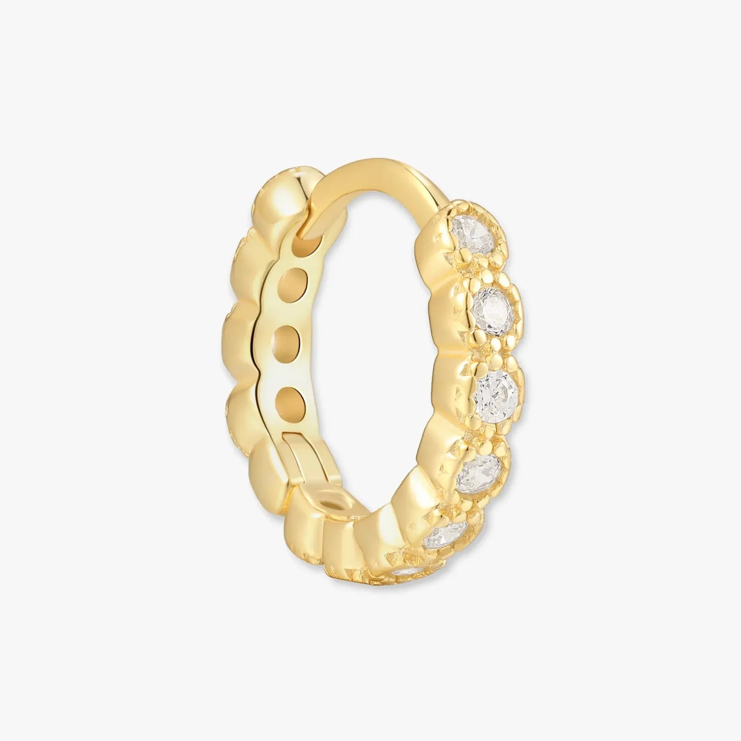 Bezel Crystal Huggies In Gold