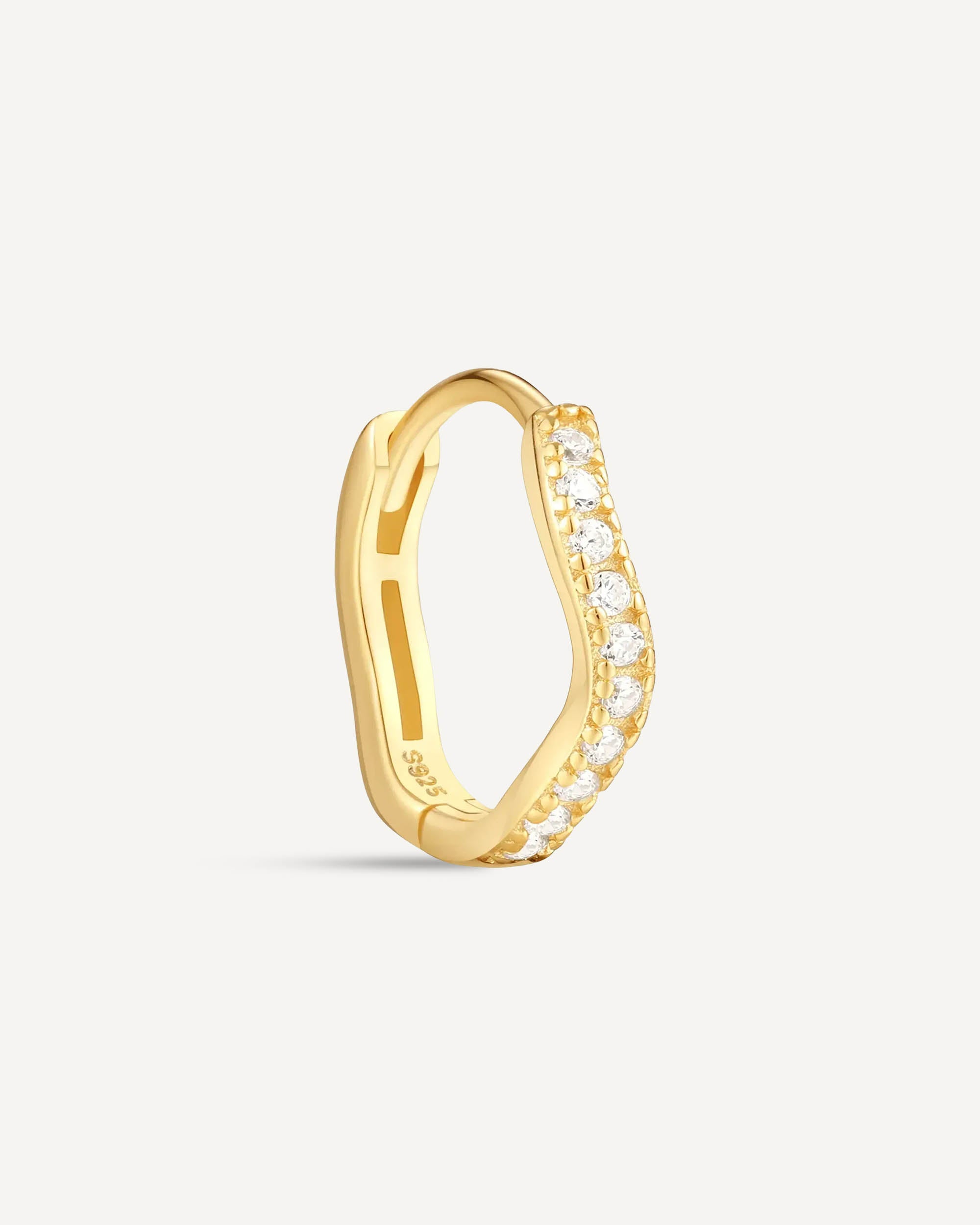 Wave Crystal Paved Huggies In Gold