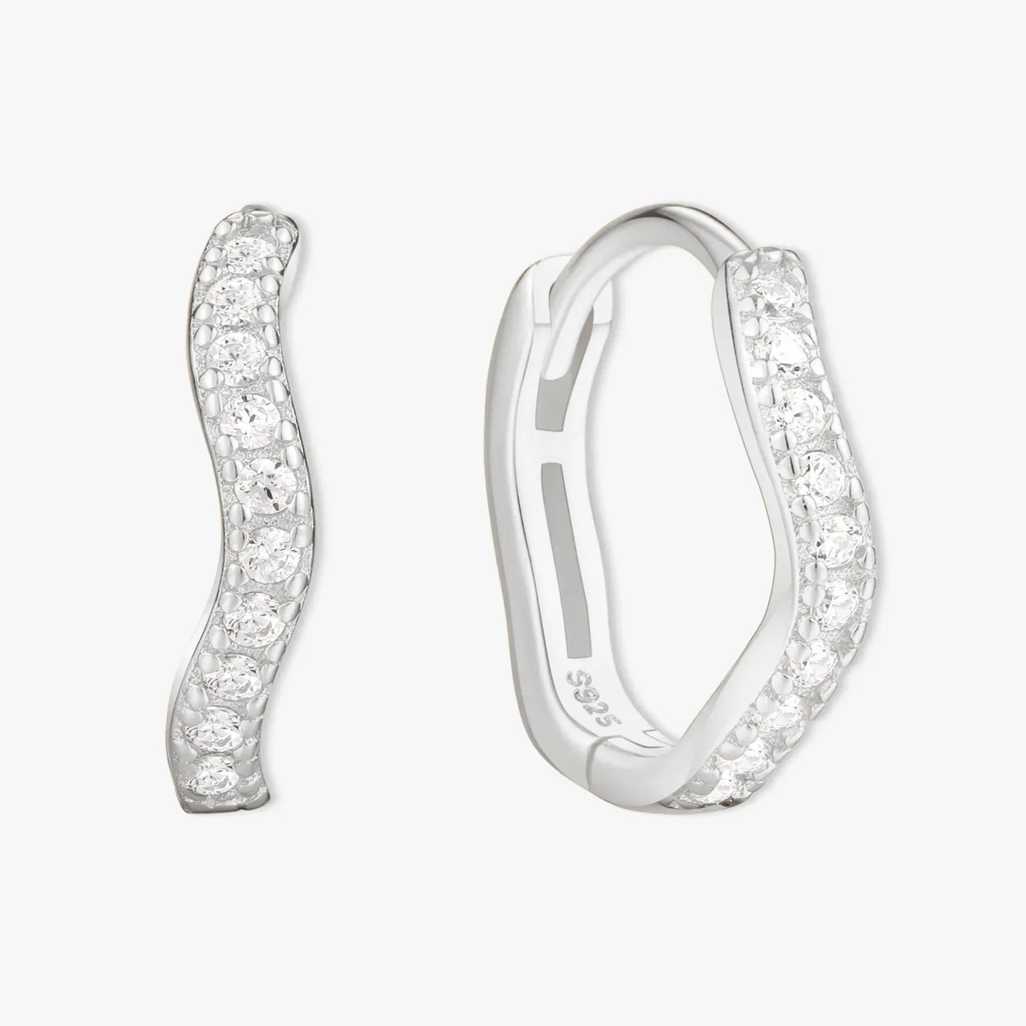 Wave Crystal Paved Huggies In Silver