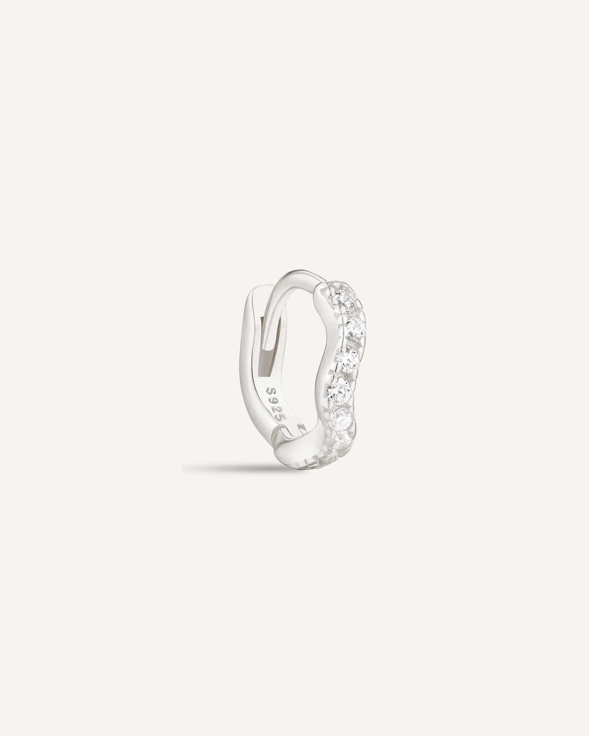 Wave Crystal Paved Huggies In Silver