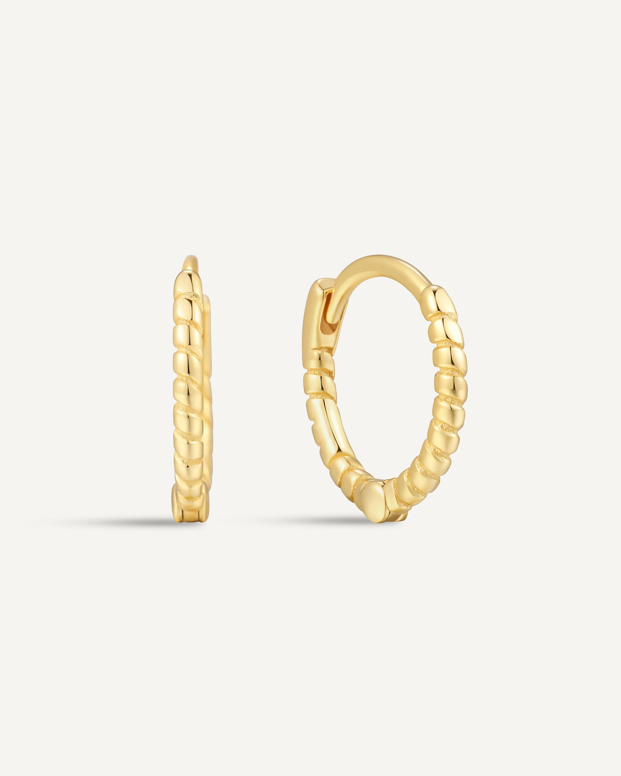 Rope Twist Huggie Hoops In Gold