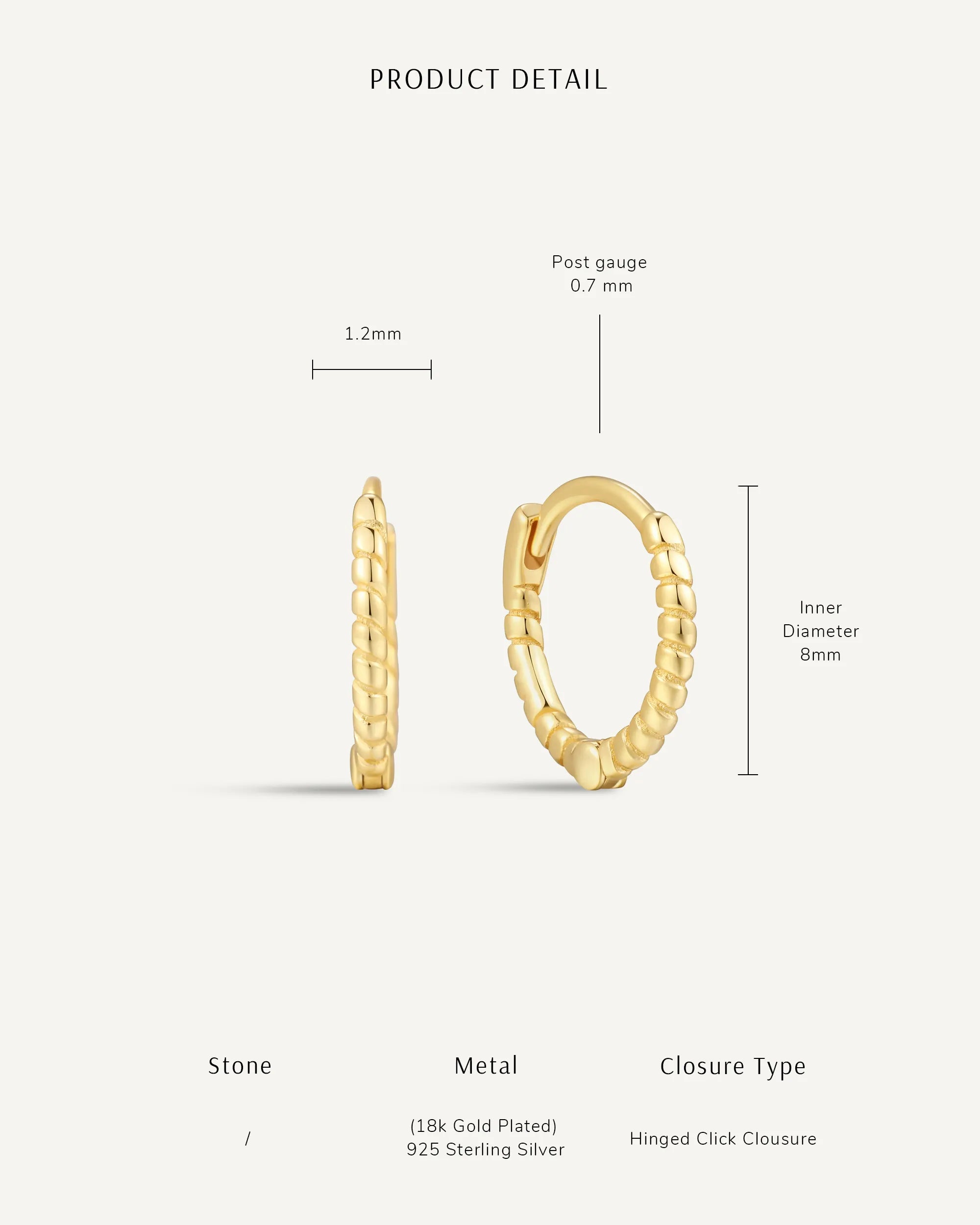Rope Twist Huggie Hoops In Gold