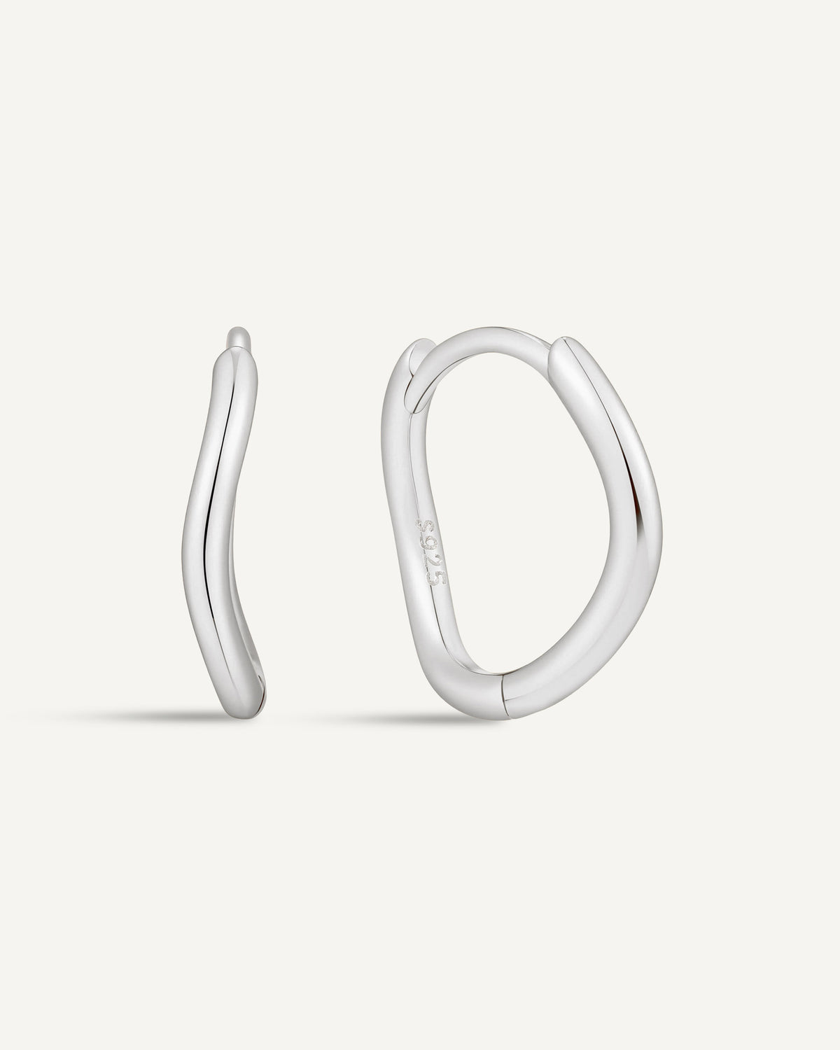 Essential Wavy Huggie Hoops In Silver