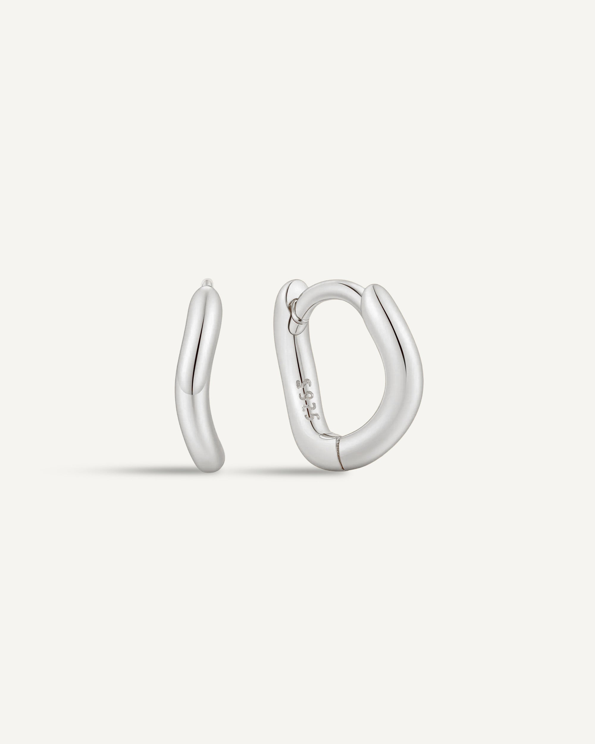 Essential Wavy Huggie Hoops In Silver