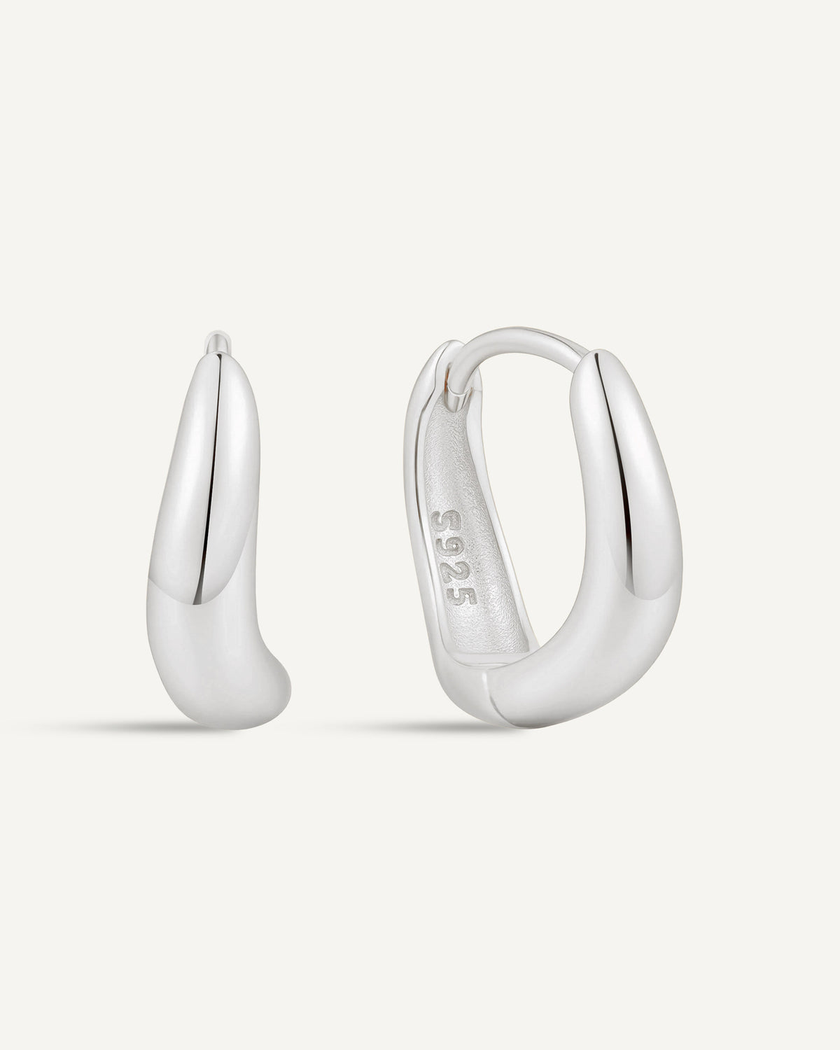 Tapered Wavy Huggie Hoops In Silver