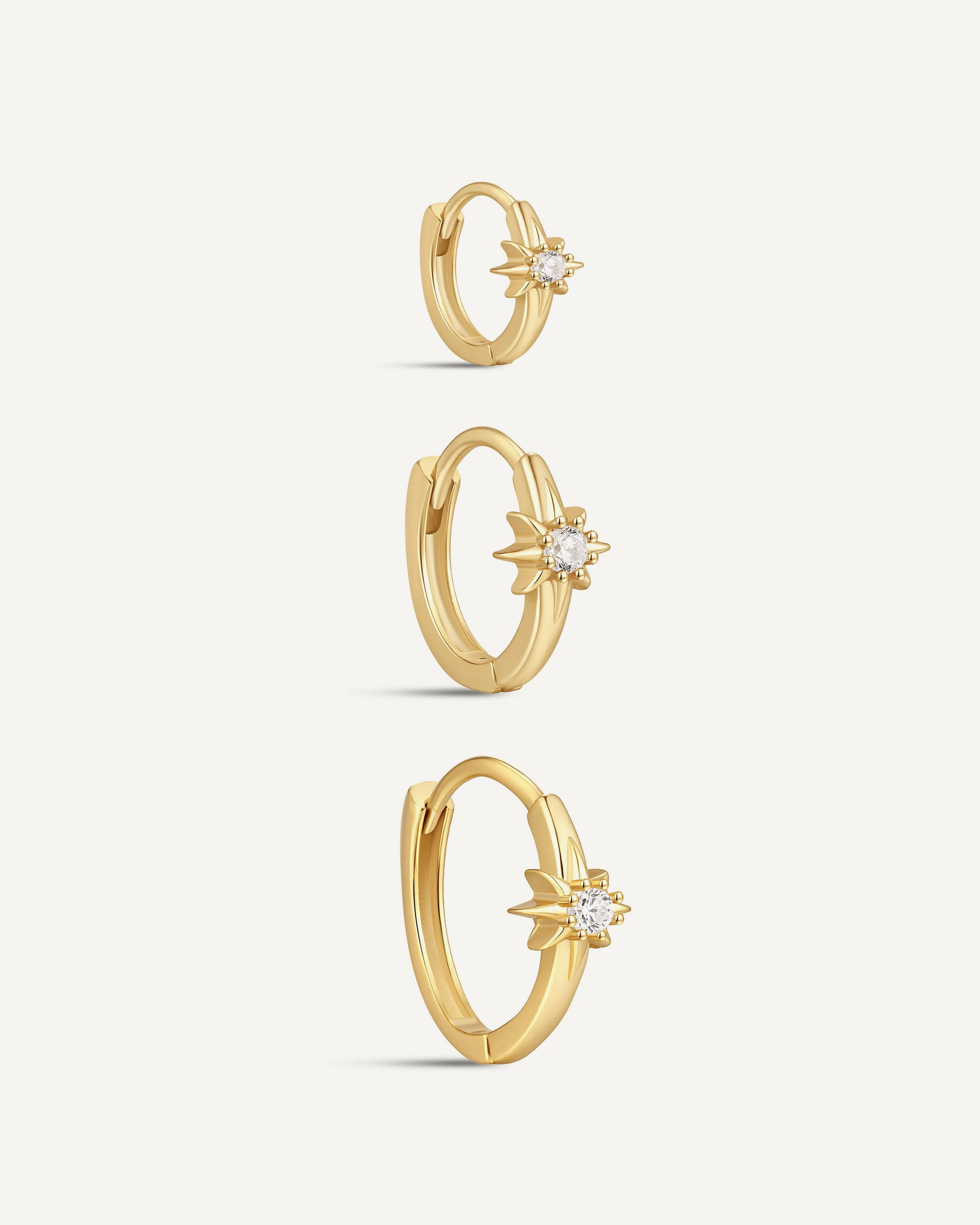 Starburst Huggie Hoops In Gold