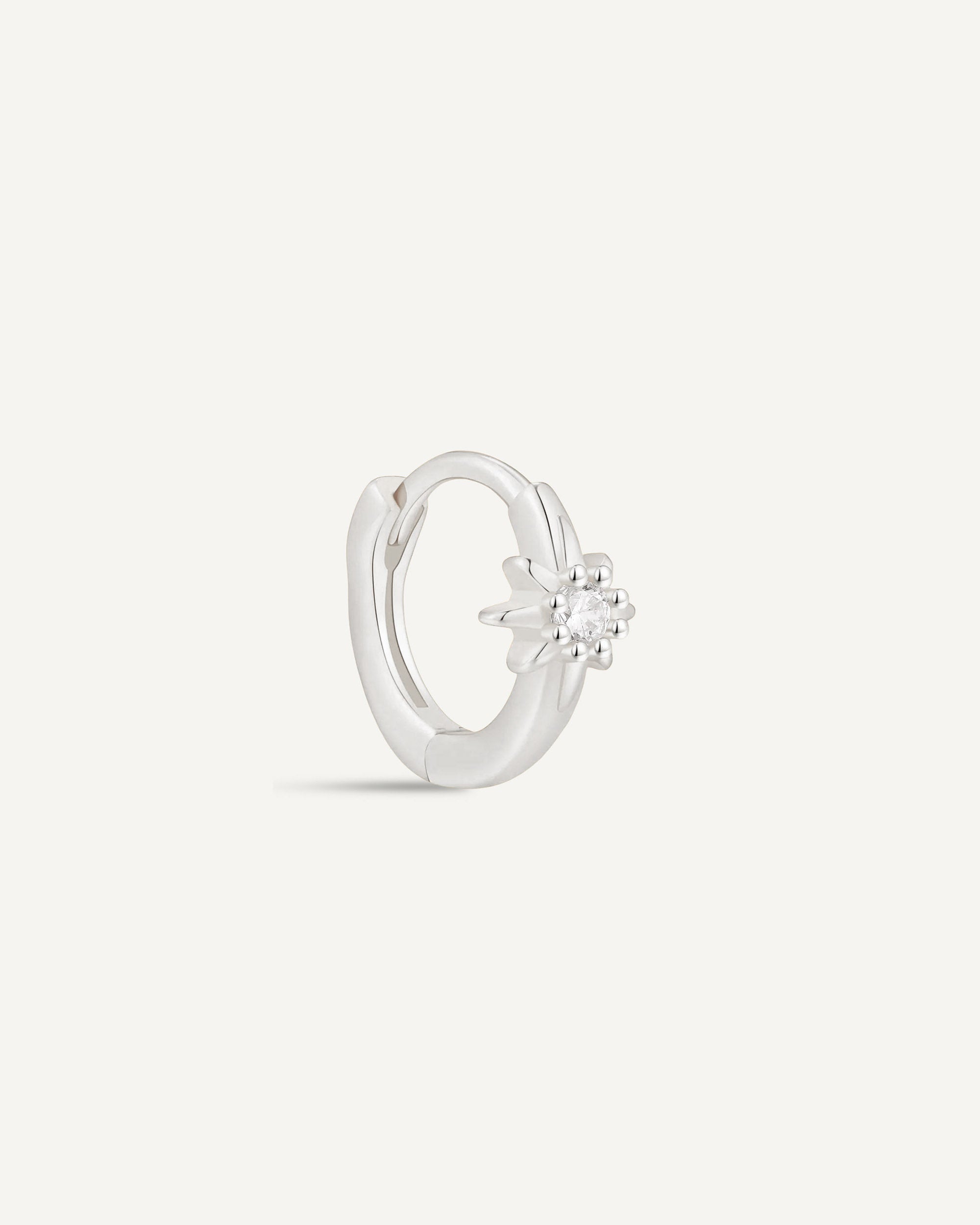 Starburst Helix Hoop in Silver